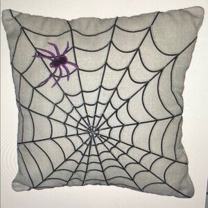 Spiderweb Decorative Throw Pillow 15" x 15" White & Black